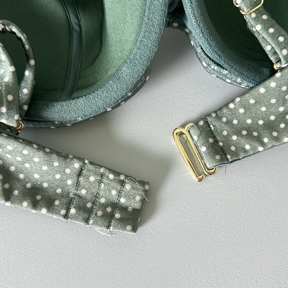 H&M Bikini Green White Polka Dot Swimwear Padded Bathing Suit / Size Small - Picture 6 of 8